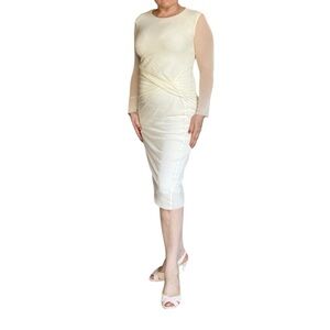 Fuzzi Elegant Cream, Ivory, Mesh, Midi Dress, size medium